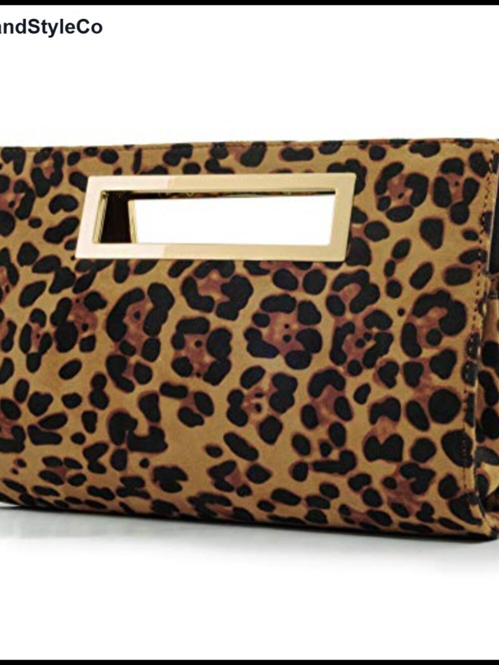 Leopard Print Cut Out Clutch with Chain Strap Faux Leather